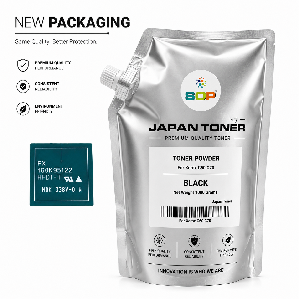 Japan Replacement Toner for Xerox C60 C70 TONER POWDER, Refill+Chip 1KG/bag (Japan Toner)