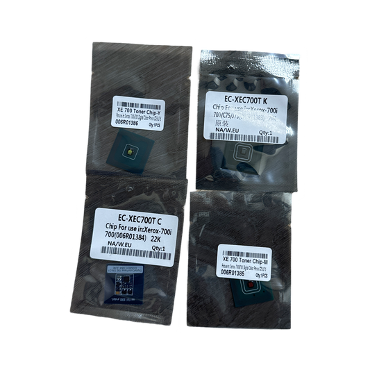 4 x Replacement Toner Refill Chip (CMYK) for Xerox 700i 700 C75 J75 (006R01379 - 006R01382) South America/DMO Version