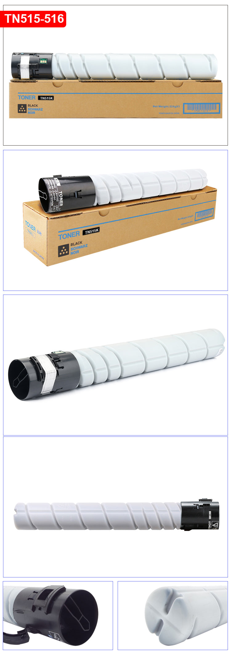 Japan Replacement Toner for Konica MInolta 458 558 658 - TN515/516 Toner Cartridge Black (Japan Toner)Compatible