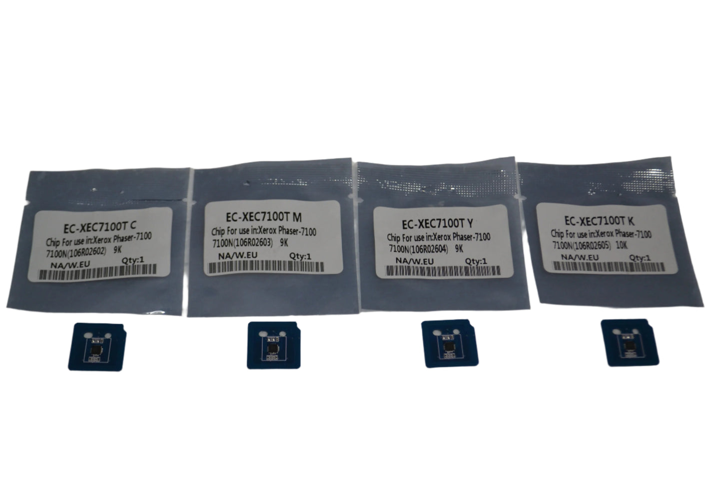 4 x Replacement Toner Refill Chip (CMYK) for Xerox Phaser 7100 7100N 7100DN 106R02602-2605