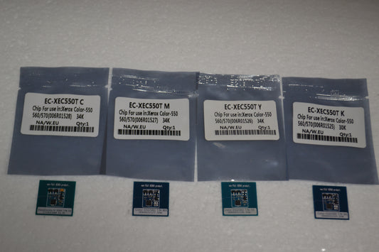 4 x Replacement Toner Refill Chip (CMYK) for Xerox Color 550 560 570 (006R01525-006R01528) SOLD Version