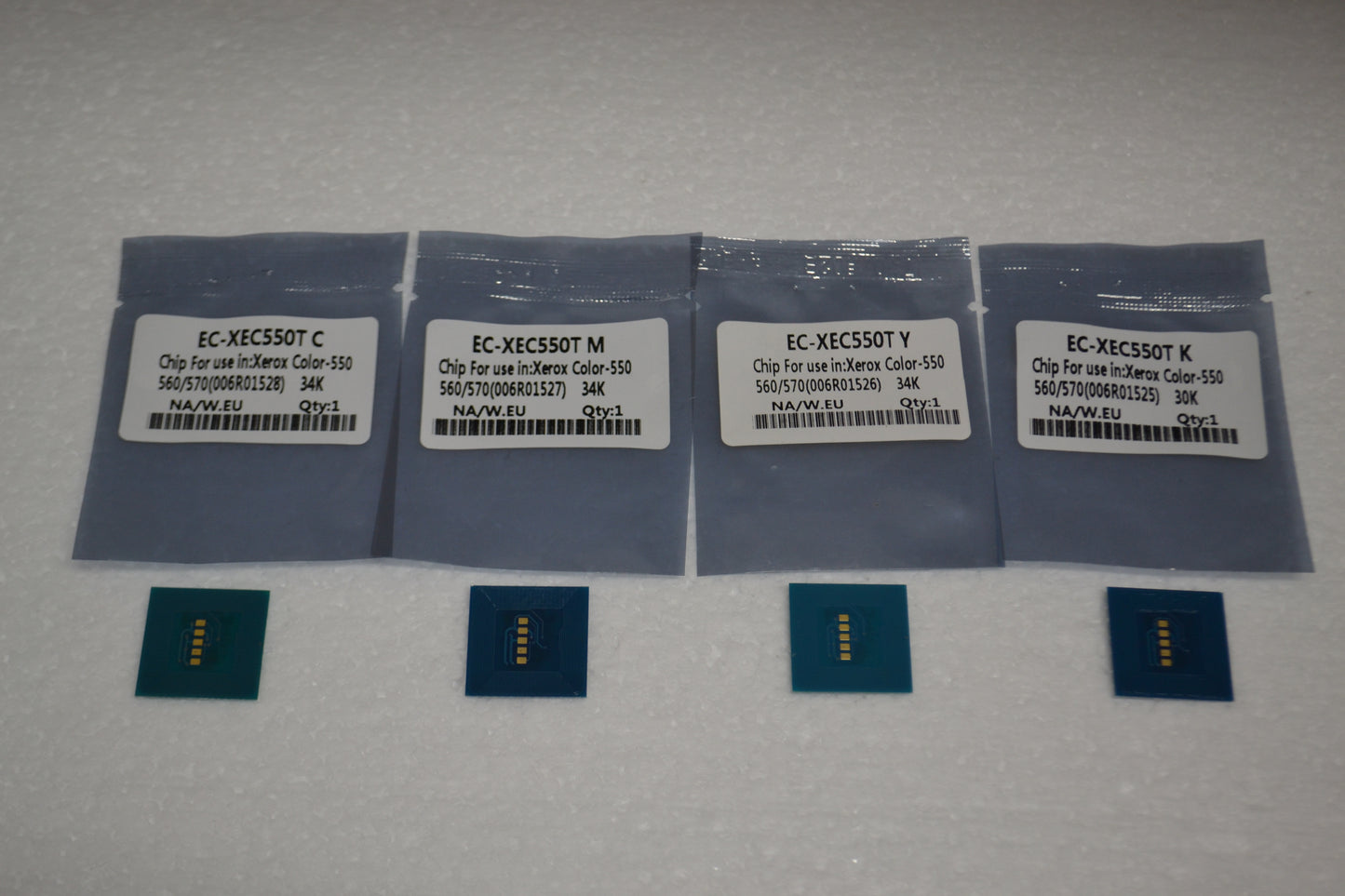 4 x Replacement Toner Refill Chip (CMYK) for Xerox Color 550 560 570 (006R01525-006R01528) SOLD Version