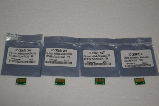 4 x Replacement Toner Chip Refill (CMYK) for Konica Minolta Bizhub C308 C258 C368 (TN324C/TN324M/TN324Y)