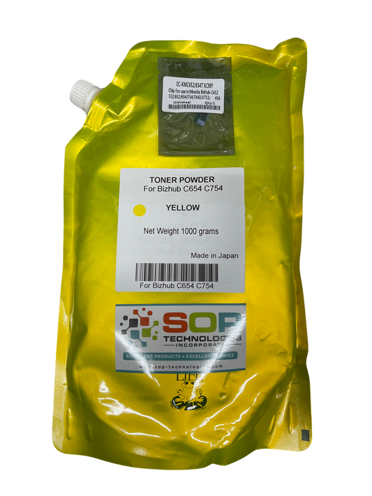 Japan Replacement Toner for Konica Minolta Bizhub C654 C654e C754 C754e - TN711Y Toner Powder 1000 Grams YELLOW (Japan Toner) - SOP-TECHNOLOGIES, INC.