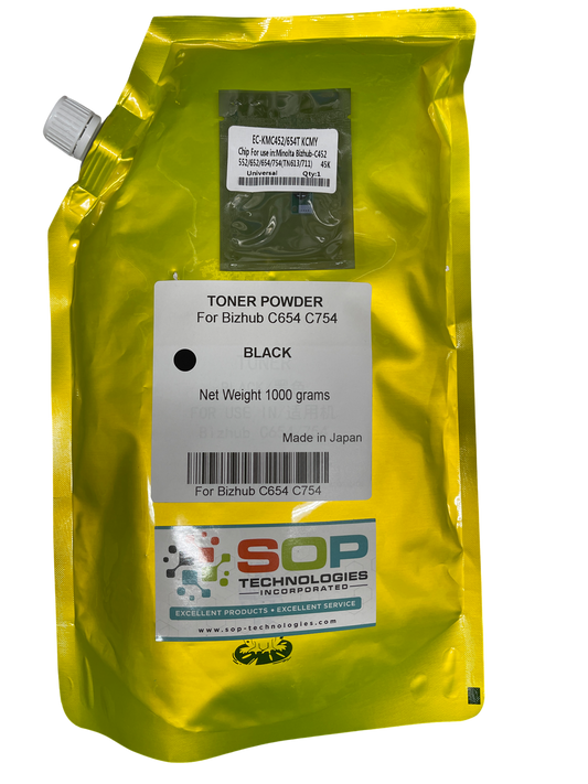 Japan Replacement Toner for Konica Minolta Bizhub C654 C654e C754 C754e - TN711K Toner Powder 1000 Grams BLACK (Japan Toner)
