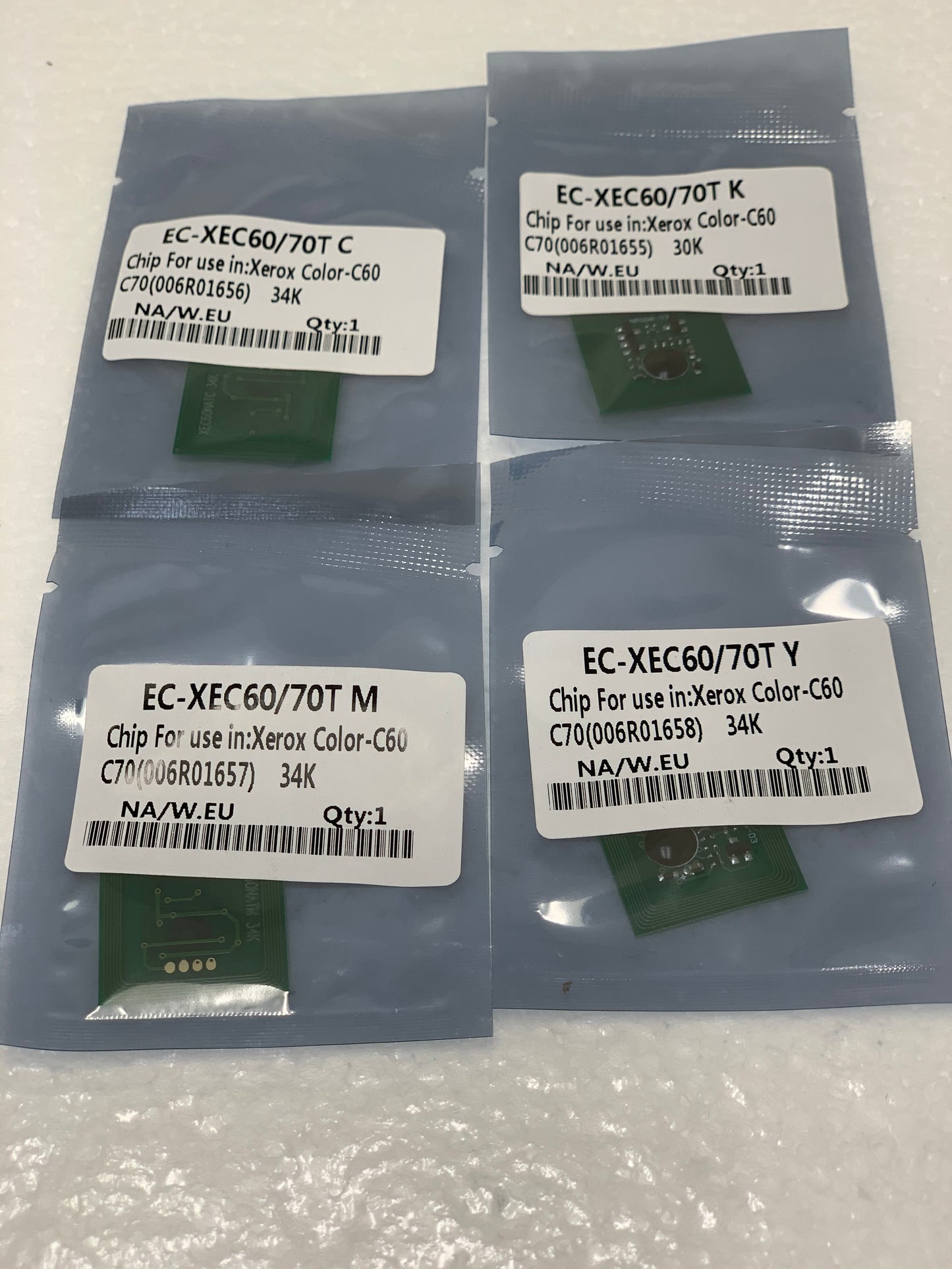4 Replacement Toner Chip " SOLD " for Xerox 6R1655, 6R1656, 6R1657, 6R1658 C60 C70 Digital
