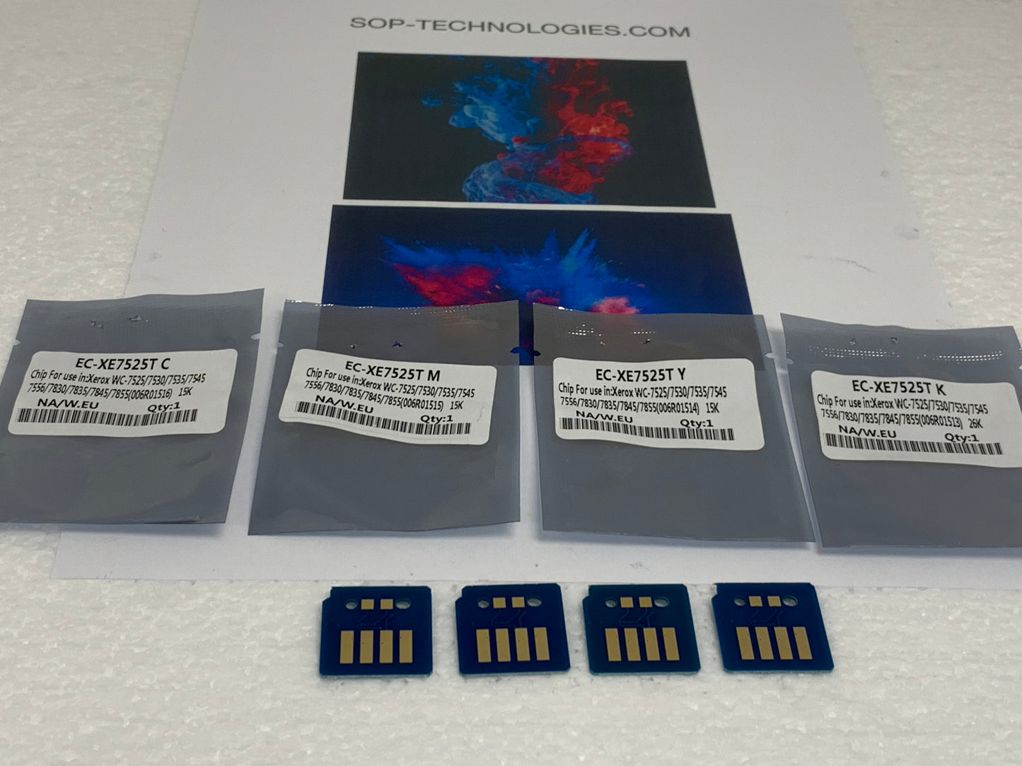 4 Toner Chip for Xerox WorkCentre 7525 7530 7535 7545 7556 006R01513-16 (SOLD) - SOP-TECHNOLOGIES, INC.