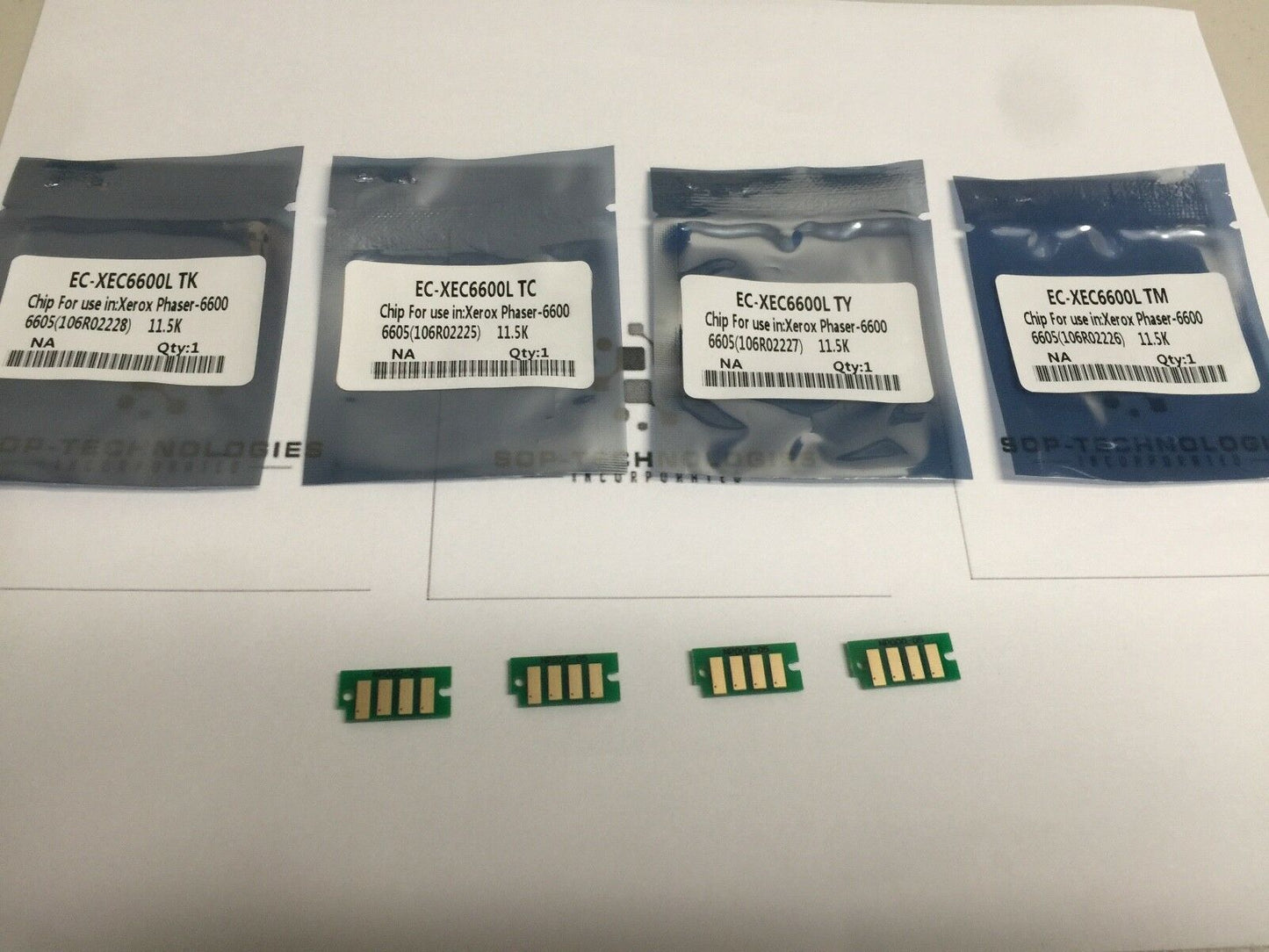 4 Replacement HY Toner Chips for Xerox Phaser 6600 WorkCentre 6605 106R02225 -106R02228 (SOLD)