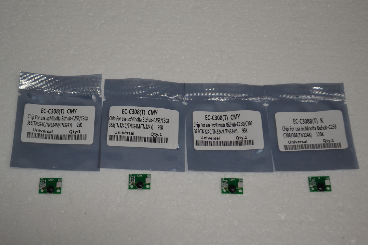 4 x Toner Chip Refill (CMYK) for Konica Minolta Bizhub C308 C258 C368 (TN324C/TN324M/TN324Y)