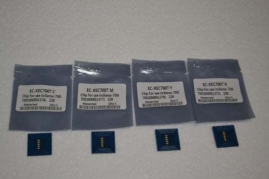 4 x Replacement Toner Refill Chip (CMYK) for Xerox 700i 700 (006R01375-1378) Metered