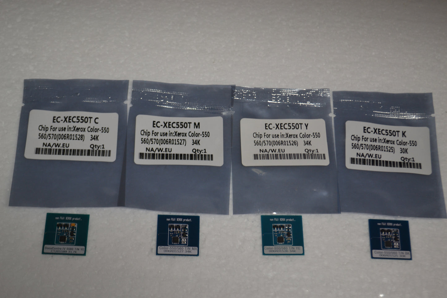4 x Replacement Toner Refill Chip (CMYK) for Xerox Color 550 560 570 (006R01525-006R01528) SOLD Version