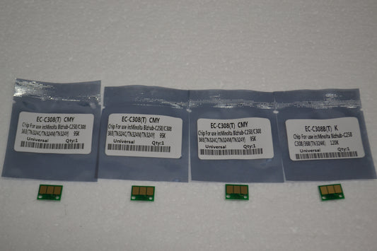 4 x Toner Chip Refill (CMYK) for Konica Minolta Bizhub C308 C258 C368 (TN324C/TN324M/TN324Y)