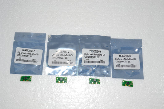 4 x Replacement Drum Reset Chip (CMYK) for Konica Minolta Bizhub C20/C20P/C20PX/C20X (EUR)