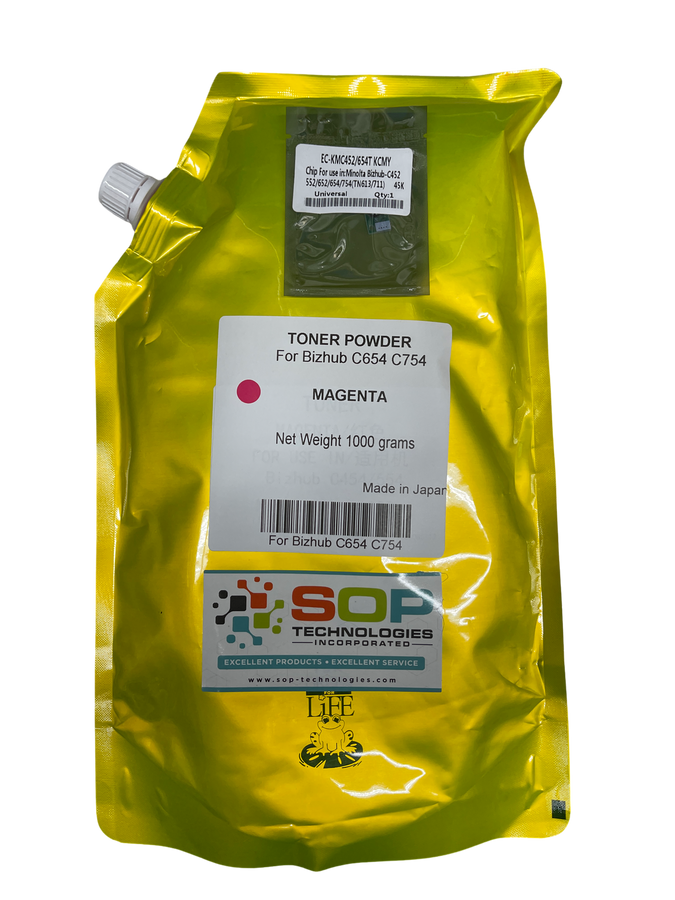 Japan Replacement Toner for Konica Minolta Bizhub C654 C654e C754 C754e -  TN711M Toner Powder 1000 Grams  MAGENTA (Japan Toner)