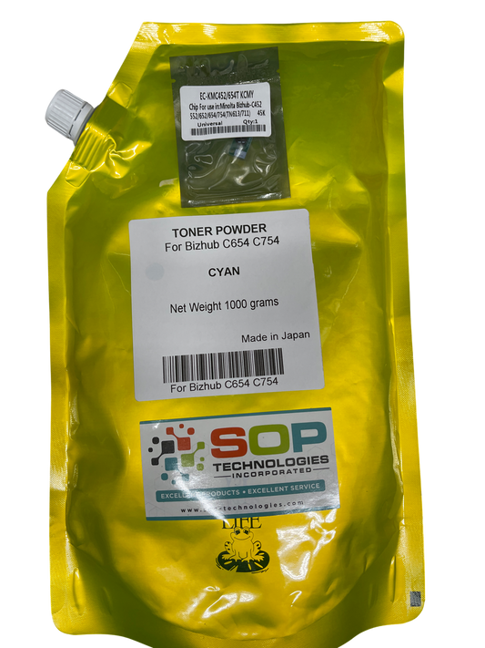 Japan Replacement Toner for Konica Minolta Bizhub C654 C654e C754 C754e - TN711C Toner Powder 1000 Grams CYAN (Japan Toner) - SOP-TECHNOLOGIES, INC.