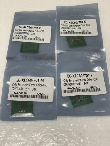 4 Replacement Toner Chip " SOLD " for Xerox 6R1655, 6R1656, 6R1657, 6R1658 C60 C70 Digital