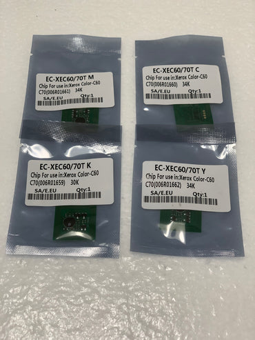 4 Replacement Toner Chip " DMO " for Xerox 6R1659, 6R1660, 6R1661, 6R1662 C60 C70
