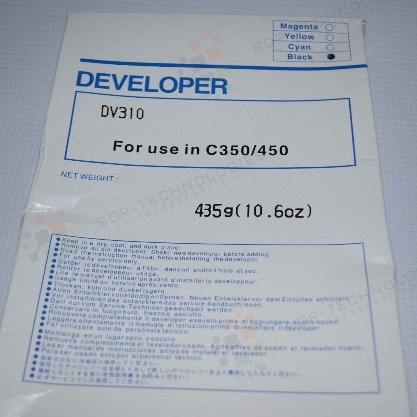 Developer for Konica minolta bizhub C350/C450 BLACK - SOP-TECHNOLOGIES, INC.